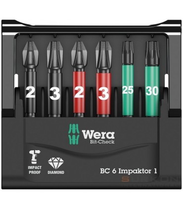 Wera Bit-Check 6 Impaktor 1 TX/PH/PZ Bits Seti 05057695001
