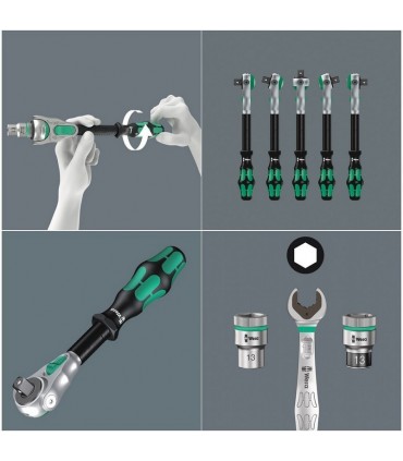 Wera 9721 Özel kesim Sünger 8000B Zyklop 3/8" Cırcır Lokma Set 1 23P 05150111001