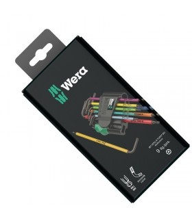 Wera 967/9 SPKL SB Delikli Torx BO Renkli Mıknatıslı Topbaş Allen Anahtar Seti Kısa 05073599001