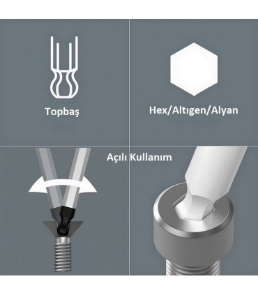 Wera 950 SPKS Renkli Kısa Allen Anahtar Topbaş HexPlus 5/32" 05022654001