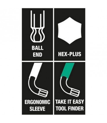 Wera 950 SPKL Renkli Alyan Anahtar Topbaş HexPlus 10mm 05022616001