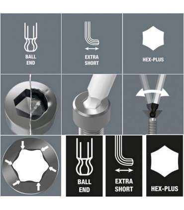 Wera 950 PKLS Krom Alyan Anahtar Topbaş HexPlus 2,5mm 05022042001