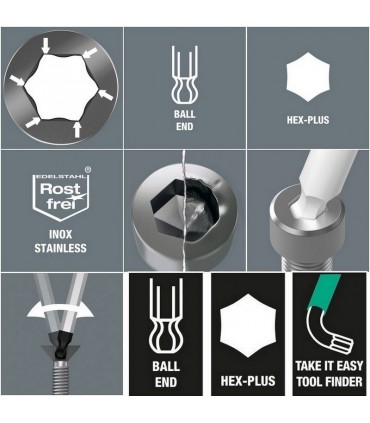 Wera 950 PKL Krom Alyan Anahtar Topbaş HexPlus 8mm 05022064001