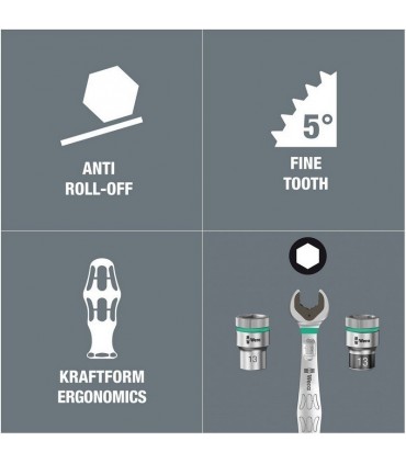 Wera 8100 SC6 Zyklop Speed Cırcır 1/2" Lokma Bits Seti 05004076001