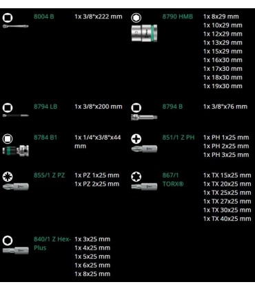 Wera 8100 SB8 Zyklop Cırcır 3/8" Lokma Bits Seti 05004048001