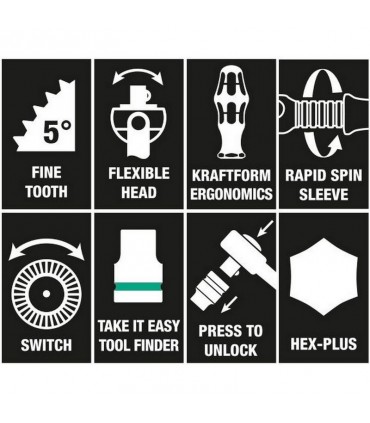 Wera 8100 SB2 Zyklop Speed Cırcır 3/8" Lokma Bits Seti 05003594001