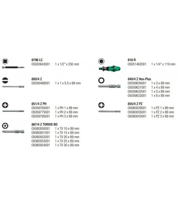 Wera 8100 SA SC2 Zyklop Cırcır Lokma Bits Seti 05160785001