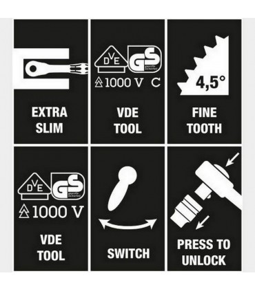 Wera 8007 B VDE İzole Zyklop Cırcır 3/8" Sürücü 05004966001