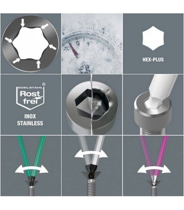 Wera 3950 SPKL Renkli Alyan Anahtar Topbaş HexPlus 5/32" 05022853001