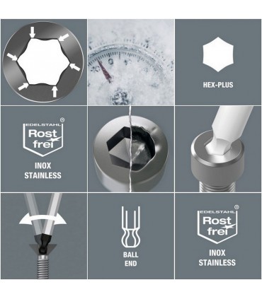 Wera 3950 PKL Alyan Anahtar Topbaş Hexplus 4mm 05022704001