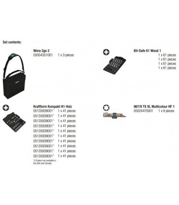 Wera 2go H1 Ağaç İşleri Alet Seti 05134011001