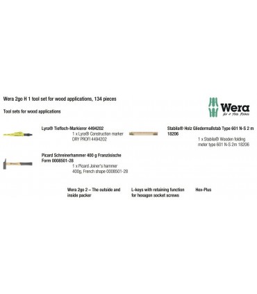 Wera 2go H1 Ağaç İşleri Alet Seti 05134011001