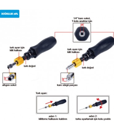 GAV TTR-9 4-9Nm 1/4" Ayarlanabilir Torklu Tornavida ±%6