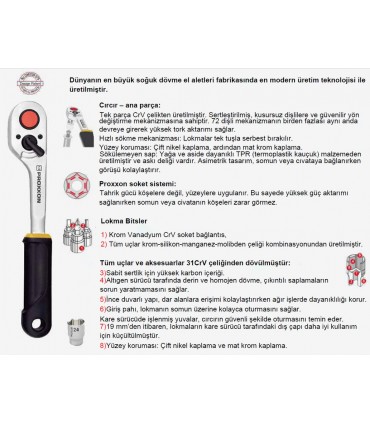 Proxxon Endüstriyel 23280 1/4" Corcır Lokma Bits Takımı 50P